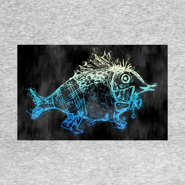 Lovely fantasy reptile creature in black and blue by Creative Art Store